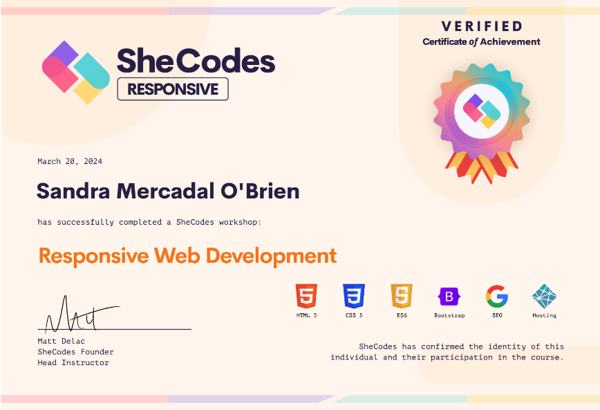 SheCodes Responsive coding course for women